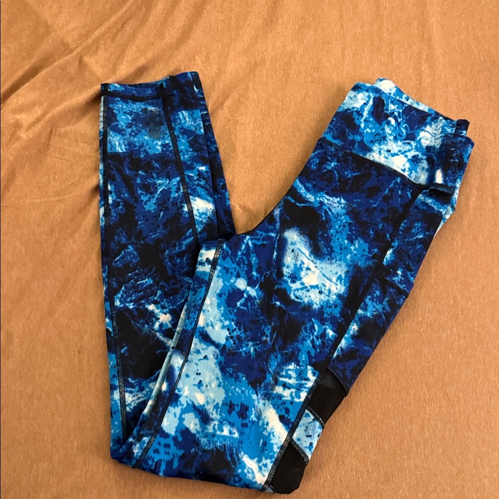 POP Fit Blue Marble Print Leggings